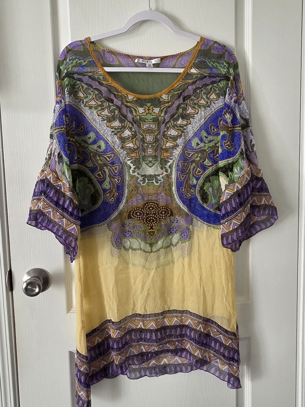 CAbi Sheer Boho Tunic - Yellow & Purple